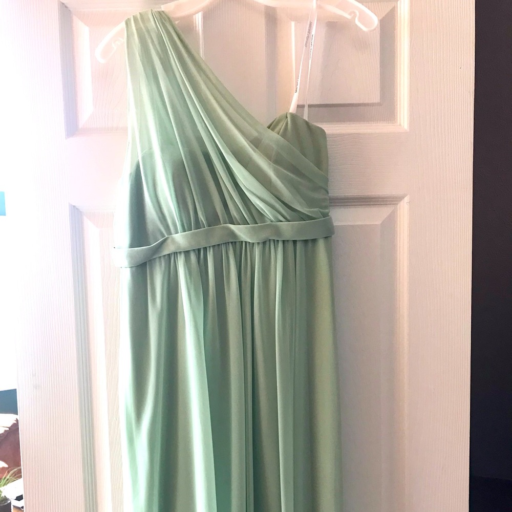 Short Sz 10 David’s bridal Meadow one shoulder dress